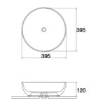 395x395x120mm Black Textured Exterior & Matte White Interior Above Counter Basin