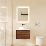590*455*390mm Paris Walnut Woodmatt Wall Hung Vanity With Brushed Gold Handle