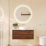 890*455*390mm Paris Walnut Woodmatt Wall Hung Vanity Only With Brushed Gold Handle
