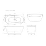 PILATO Series 1500*750*580mm Slim Edge Gloss White Freestanding Acrylic Bathtub