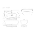 PILATO Series 1700*800*580mm Slim Edge Gloss White Freestanding Acrylic Bathtub