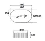 490x310x130mm Matte White Above Counter Basin