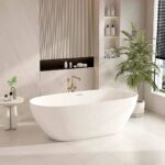 PILATO Series 1500*750*580mm Slim Edge Gloss White Freestanding Acrylic Bathtub