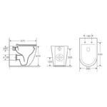 RAUL99 570*360*410mm Gloss White Rimless Flushing Wall Faced Floor Pan