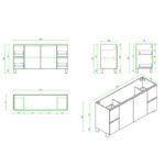 1480*450*830mm RITA Freestanding Elegant Oak Cabinet