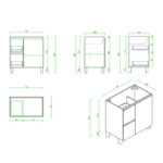 730*450*830mm RITA Freestanding Elegant Oak Cabinet (LHD)
