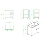 730*450*830mm RITA Freestanding Elegant Oak Cabinet (RHD)