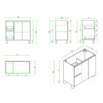 880*450*830mm RITA Freestanding Elegant Oak Cabinet (RHD)