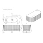 ROSE Series 1500*750*580mm Matte White Back to Wall Acrylic Bathtub