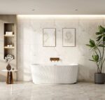 ROSE Series 1500*750*580mm Matte White Back to Wall Acrylic Bathtub