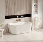 ROSE Series 1500*750*580mm Matte White Back to Wall Acrylic Bathtub