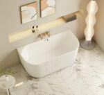 ROSE Series 1500*750*580mm Matte White Back to Wall Acrylic Bathtub