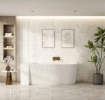 ROSE Series 1700*800*580mm Matte White Corner Acrylic Bathtub(Left Corner)
