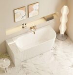 ROSE Series 1700*800*580mm Matte White Corner Acrylic Bathtub(Left Corner)