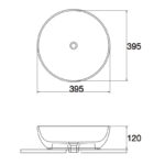 395x395x120mm Gloss White Above Counter Basin