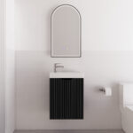 Vienna 450mm Matt Black Wall Hung One Door Mini Vanity with Polymarble Top