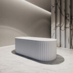 1500*750*580mm Roma Gloss White Fluted Acrylic Freestanding Bathtub(Pop-up Waste & Plug included)