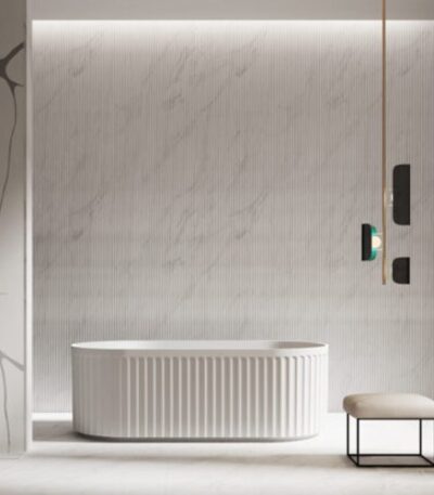 1700*800*580mm Roma Gloss White Fluted Acrylic Freestanding Bathtub(Pop-up Waste & Plug included)