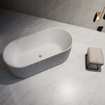 1500*750*580mm Roma Gloss White Fluted Acrylic Freestanding Bathtub(Pop-up Waste & Plug included)