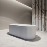 1500*750*580mm Roma Matte White Fluted Acrylic Freestanding Bathtub(Pop-up Waste & Plug included)