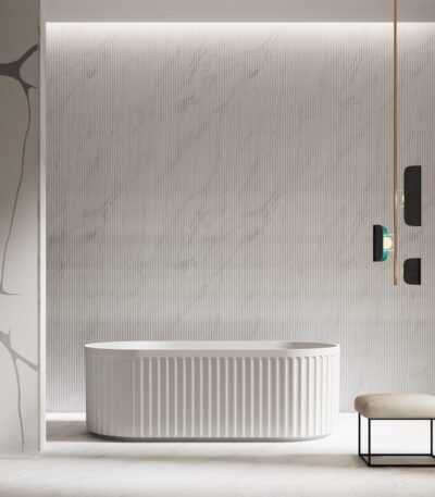 1500*750*580mm Roma Matte White Fluted Acrylic Freestanding Bathtub(Pop-up Waste & Plug included)