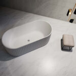 1700*800*580mm Roma Matte White Fluted Acrylic Freestanding Bathtub(Pop-up Waste & Plug included)