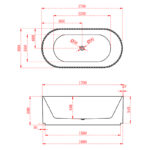1700*800*580mm Roma Gloss White Fluted Acrylic Freestanding Bathtub(Pop-up Waste & Plug included)