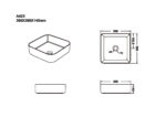 385x385x140mm Matte Black Above Counter Basin