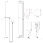 Square Black Sliding Shower Rail(ABS Handheld Shower)