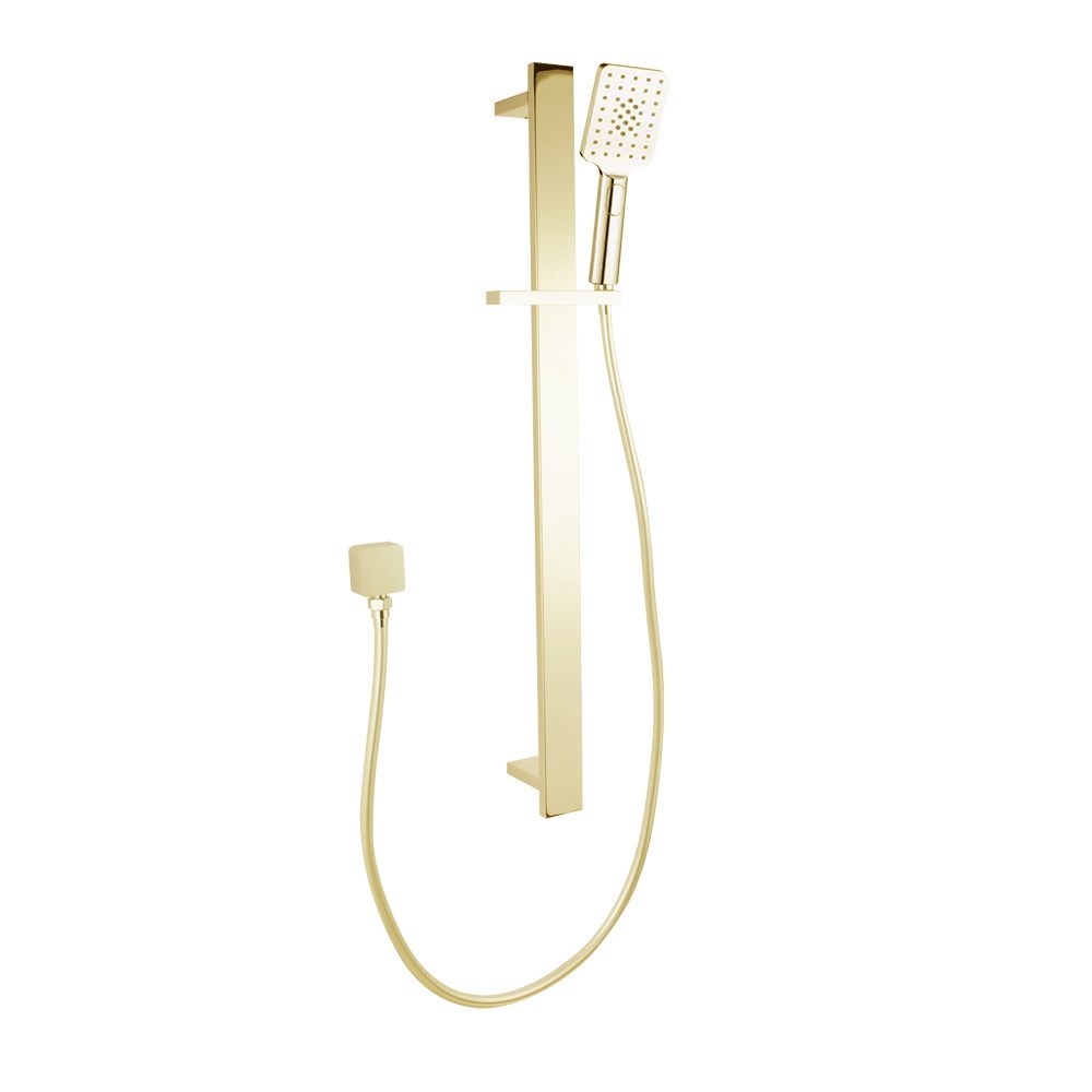 Square Brushed Yellow Gold Handheld Shower Set 1 Square Brushed Yellow Gold Handheld Shower Set