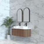 Bergen 1200mm Solid Timber Wall Hung Fluted Cabinet (Double Bowls)
