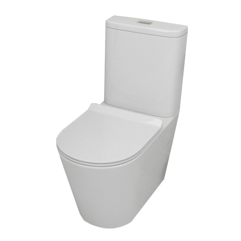 Wall Faced Rimless White Two-piece Toilet Suite
