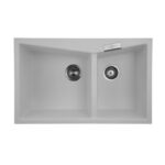 800x500mm White Carysil Granite Double Bowl Kitchen Sink