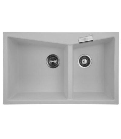 800x500mm White Carysil Granite Double Bowl Kitchen Sink