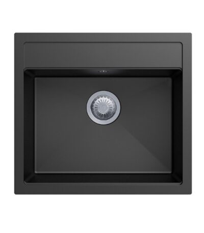 Black Carysil Waltz 560FE Granite Single Bowl Stone Kitchen Sink 560*510mm