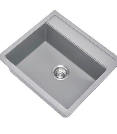 Concrete Grey Carysil Waltz 560FE Granite Single Bowl Stone Kitchen Sink 560*510mm