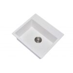 White Carysil Waltz 560FE Granite Single Bowl Stone Kitchen Sink 560*510mm
