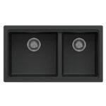 Black Carysil Maples 6040U Granite Double Bowl Stone Kitchen Sink 786*446*200mm(Undermount only)