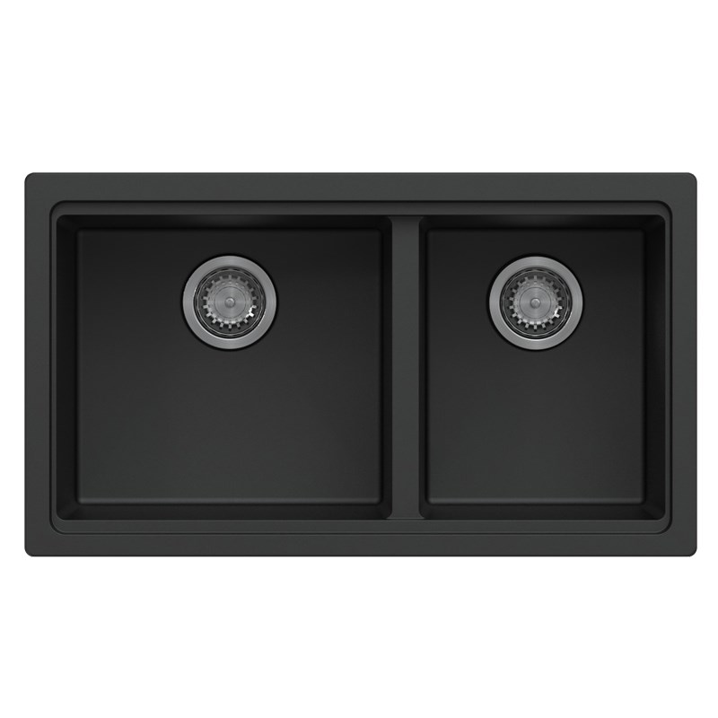 Black Carysil Maples 6040U Granite Double Bowl Stone Kitchen Sink 786*446*200mm(Undermount only) 1 Black Carysil Maples 6040U Granite Double Bowl Stone Kitchen Sink 786*446*200mm(Undermount only)