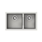 White Carysil Maples 6040U Granite Double Bowl Stone Kitchen Sink 786*446*200mm(Undermount only)