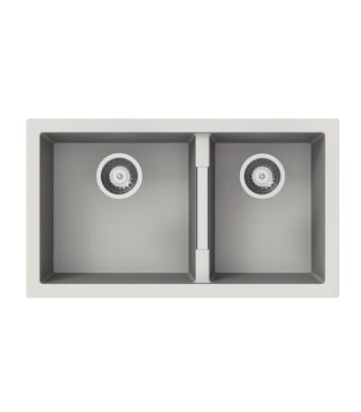White Carysil Maples 6040U Granite Double Bowl Stone Kitchen Sink 786*446*200mm(Undermount only)