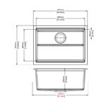 White Carysil Harmony Big Bowl Granite Single Bowl Stone Kitchen Sink 610*457*253mm(with Bottom Grid & Colander)