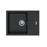 Black Carysil City D100N Granite Single Bowl with Drain Board Stone Kitchen Sink 650*500*200mm