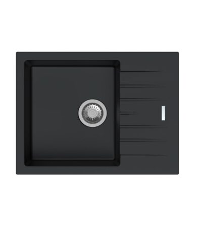 Black Carysil City D100N Granite Single Bowl with Drain Board Stone Kitchen Sink 650*500*200mm