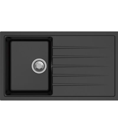 Black Carysil Vivaldi D100S Granite Single Bowl with Drain Board Stone Kitchen Sink 780*500*205mm