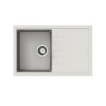 White Carysil Vivaldi D100S Granite Single Bowl with Drain Board Stone Kitchen Sink 780*500*205mm