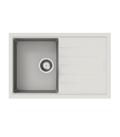 White Carysil Vivaldi D100S Granite Single Bowl with Drain Board Stone Kitchen Sink 780*500*205mm