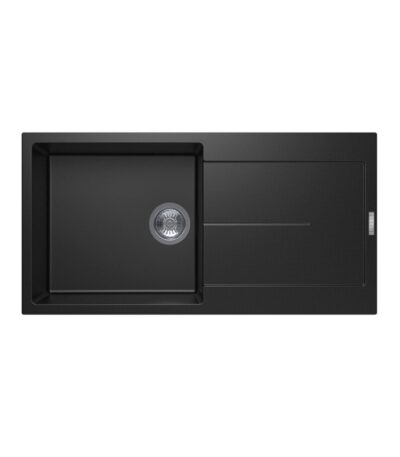 1000x500mm Black Carysil Granite Single Bowl Kitchen Sink
