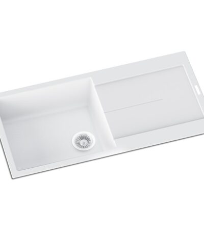 1000x500mm White Carysil Granite Single Bowl Kitchen Sink