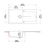 1000x500mm White Carysil Granite Single Bowl Kitchen Sink